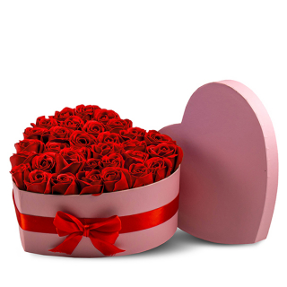 Srdcový box s červenými ružami (25ks)