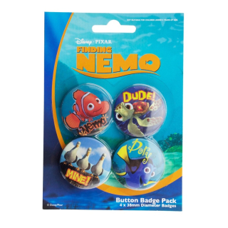 Hľadá sa Nemo/Dory odznaky (4ks)